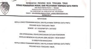 Pemprov NTT Keluarkan Surat izin Operasional SMK N Reok Barat