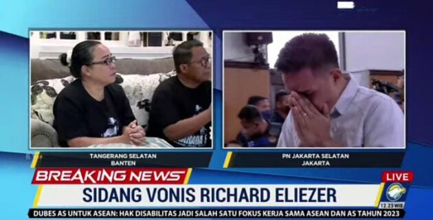 Bharada Richard Eliezer Divonis Penjara 1 Tahun Enam Bulan 