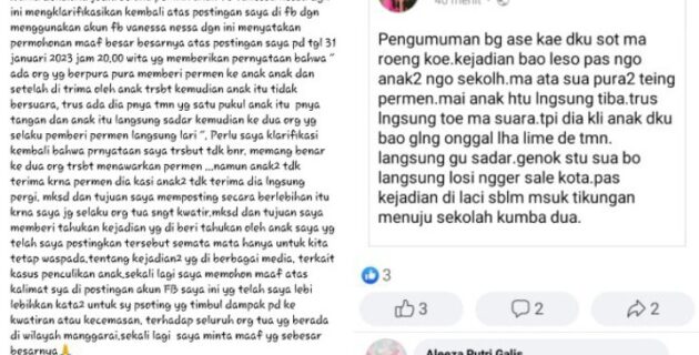 Karena Resahkan Publik, Akun FB ‘Vanessa Nessa’ Sampaikan Permohonan Maaf