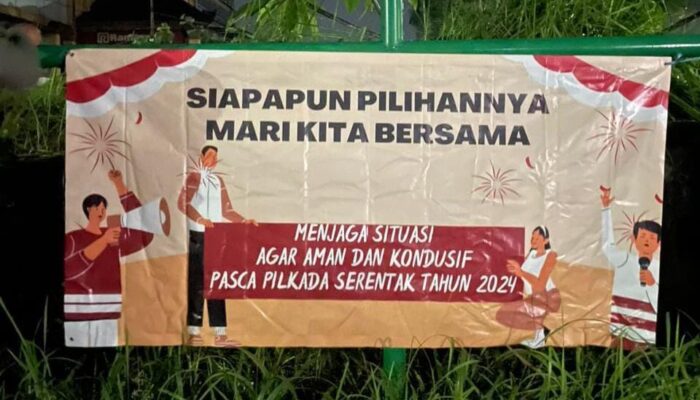 Spanduk Mengajak Masyarakat Jaga Kondusivitas Pasca Pilkada Serentak 2024 Terpasang di Beberapa Tempat di Kota Denpasar